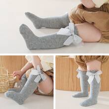 Calcetas Largas Niña Medias para niños a media pantorrilla hasta la rodilla para bebés y niñas pequeñas, calcetines de longitud para niños pequeños, calcetines para el cuidado del bebé - Gris - Ver 6