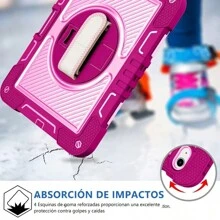 Funda Para iPad 9 8 7 Generación 10.2 Uso Rudo Correa - Rosa Fucsia - Ver 7
