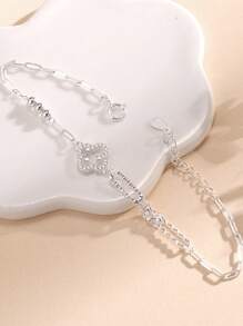 S925 Sterling Silver 14K Gold Plated Graduation Four Leaf Clover/Butterfly/Heart-Shape Chain Bracelet Bridal Jewelry Gift For Women Girls Mother Mom Wife Valentines - Four Leaf Clover - View 6