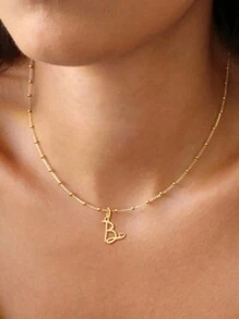 1入女士女孩用不鏽鋼首飾，字母項鍊流行防水定制個性化字母頸鏈