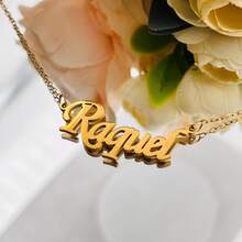 Collar Con Nombre Collar Con Placa De Nombre Personalizado, Regalo Exquisito Para Madre Y Novia, 1 Pieza Collar Personalizado Para Mujer, Collar Personalizado Con Nombre Colgante De Joyería Para Mujer, Regalo, Collar Con Colgante De Letra Inicial Acero Inoxidable, Collar Personalizado Con Alfabeto, Joyería - Raquel - Ver 3