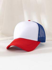 1 件男女通用泡沫网眼卡车司机帽、老爹帽、棒球帽，适合日常佩戴、旅行、徒步旅行、游泳、海滩派对、钓鱼、上学 - 紅藍色 - 查看 2