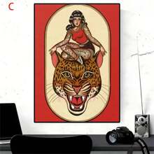 1 件，安静的野生魔鬼多彩野蛮纹身墙艺术帆布画家居装饰海报和印刷品客厅墙壁画，无框架，海报，贴纸，墙壁艺术，春季装饰物品让您的家焕然一新，拉玛装饰贴纸 - 彩色 - 查看 13