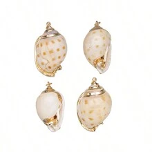 5入組自然金箔邊鮑魚貝殼螺形螺殼海洋風格彩色貝殼吊墜項鍊，時尚DIY珠寶風鈴項鍊和手鍊，男女均可 - 5pc吊墜 - 查看 32