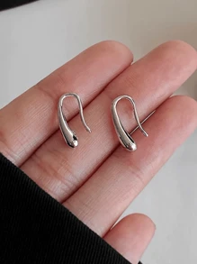 1pair Simple & Compact Earrings, High-Quality Gold-Plated Copper Ear Hooks, Suitable For Women's Daily Casual Wear