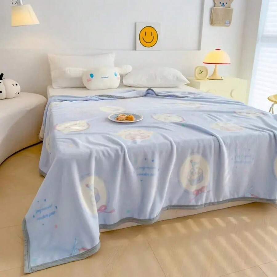 1pc 150cm Blanket - Ultra-Soft Flannel, Warm & Snug Feel, Perfect For Relaxing At Home-Melody,Home Decoration