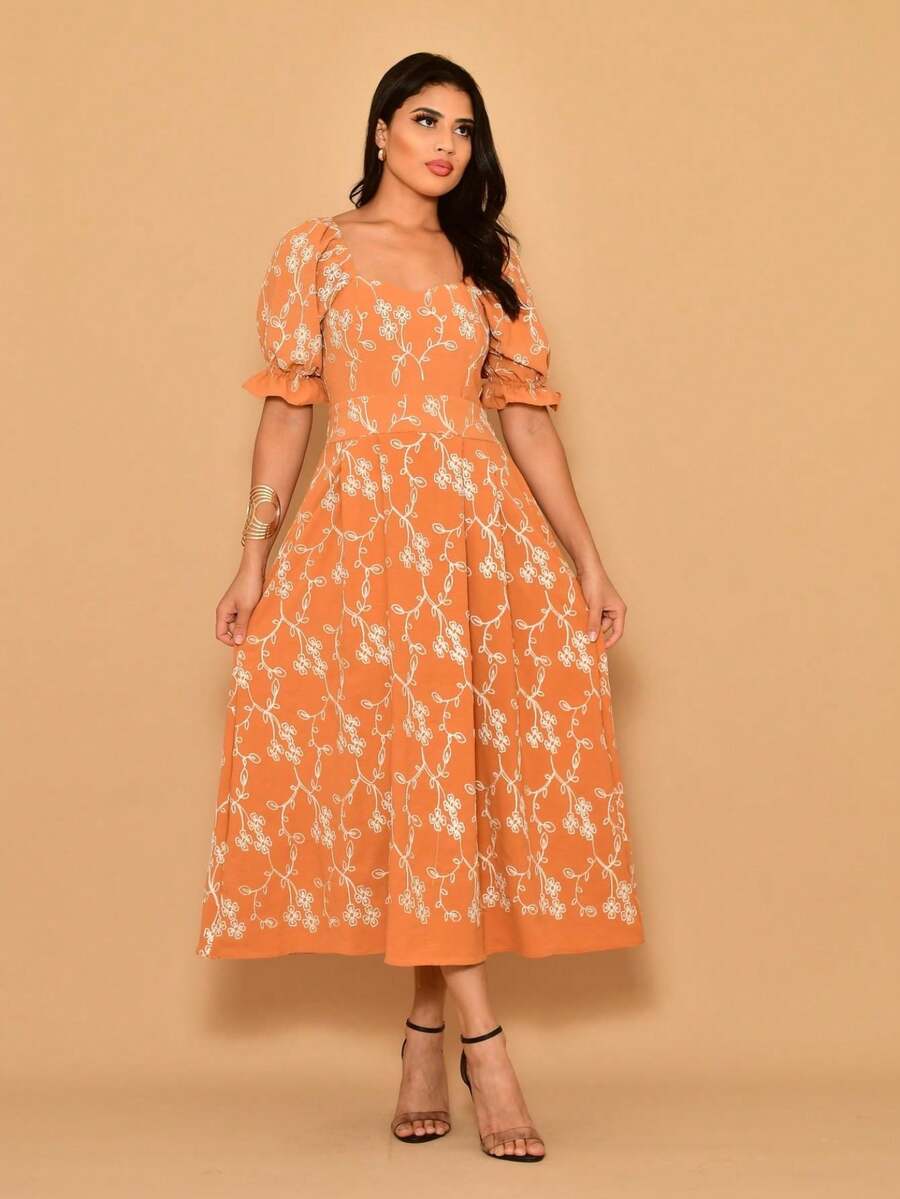 Women Midi Dresses - 駝色 - 查看 1
