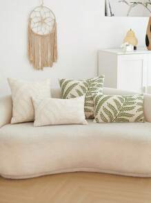 1 pièce/2 pièces Taie d'oreiller décorative à broderie de feuilles, décoration de maison pour le salon, l'intérieur de la voiture, convient pour le printemps, l'été, l'automne et l'hiver