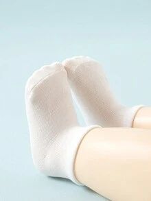 6雙嬰兒純白色日常襪子，襪子，中性襪子，幼兒裸色襪子，兒童襪子 - 白色 - 查看 8