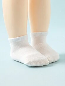 6雙嬰兒純白色日常襪子，襪子，中性襪子，幼兒裸色襪子，兒童襪子 - 白色 - 查看 7