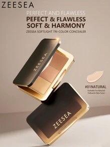 Zeesea SOFT LIGHT TRI-COLOR CONCEALER MENCERAHKAN CAKUPAN PENUH CAKUPAN KUAT CONCEALER YANG BERDAYA - 01 Natural - View 1