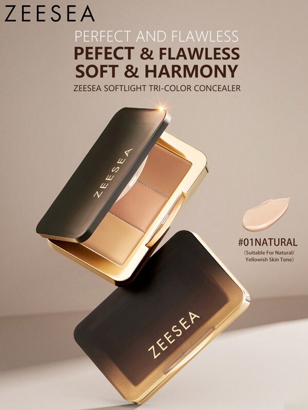Zeesea SOFT LIGHT TRI-COLOR CONCEALER BRIGHTENING FULL COVERAGE STRONG COVERING POWER CONCEALER