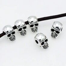 10pcs/Pack Halloween Style Zinc Alloy Street Hip Hop Rock Skull Beads For DIY Bracelets, Puzzle Beads And Jewelry Making, Unisex