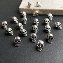 10pcs/Pack Halloween Style Zinc Alloy Street Hip Hop Rock Skull Beads For DIY Bracelets, Puzzle Beads And Jewelry Making, Unisex