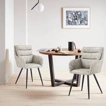 Modern PU Easy Cleaning Office/Home Chairs Set Of 2 Armrest & Backrest Comfortable Chairs Upholstered Chair With Black Metal Legs For Office Dining Room Kitchen Bedroom And Living Room