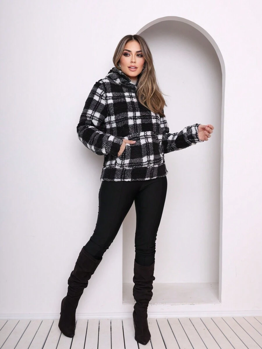 Women Winter Coats - 黑與白 - 查看 1