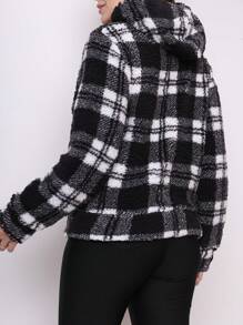 Women Winter Coats - 黑與白 - 查看 4