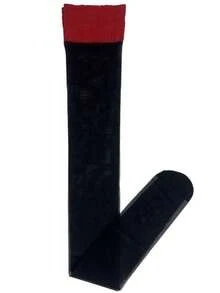 1 Đôi Tất Cao Cổ Viền Đỏ Với Họa Tiết Damask Màu Đen Dành Cho Nữ, INS Phong Cách Màu Đỏ Và Đen Sheer Trên Đầu Gối Tất - Nhiều màu - Xem 4