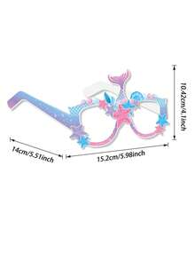 8入組美人魚主題紙質眼鏡拍照道具 - 魚尾和星形眼鏡，適用於生日派對和照片攝影棚裝飾