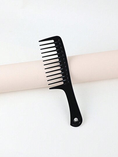 1pc Plastic Black Wide Toothed Comb, Daily Styling Tool, Large Wave Straight Hair, Wide Toothed Comb Set, Large Toothed Comb Hairstyle Tool, Suitable For Daily Salons At Home, Hotel Or Travel,Hair Brush,Comb,Hair Tools,Hair Products And Accessories For Barber Salon Beauty Travel Essentials