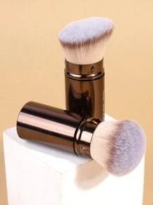 MAANGE 2 件装专业面部伸缩刷化妆刷腮红刷粉底刷散粉刷合成毛超柔软粉底刷适用于液体化妆品歌舞伎粉底刷在家或外出时使用 - 咖啡棕 - 查看 4