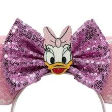 Disney Bunte Cartoon Gänseblümchen Schleife Haarband, farbiger glitzernder Ohr-Deko Haaraccessoire, Freizeitpark Kostüm Kopfbedeckung, Cartoon Enten Charakter Cosplay Haarreif, Haarband, Haarreifenbänder