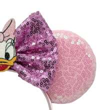 Disney Bunte Cartoon Gänseblümchen Schleife Haarband, farbiger glitzernder Ohr-Deko Haaraccessoire, Freizeitpark Kostüm Kopfbedeckung, Cartoon Enten Charakter Cosplay Haarreif, Haarband, Haarreifenbänder
