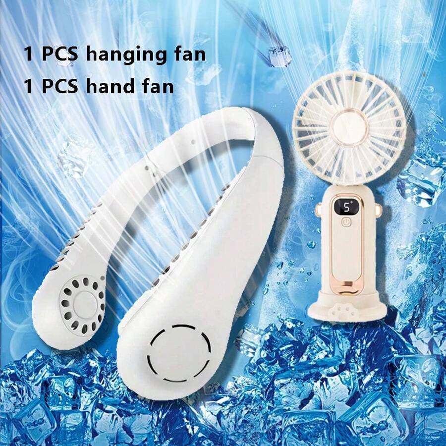Ventilatore portatile portatile pieghevole con display digale, mini fan desktop silenzioso