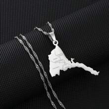 1pc Eritrea Map With City Name Pendant Necklaces Women Girls Silver Color/Gold Color Jewelry African Map Of Eritrean - Multicolor - View 10