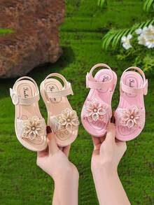 Nuevos sandalias de verano para niñas, zapatos antideslizantes para la playa para niñas estudiantes de talla mediana y bebés - Rosa - Ver 4