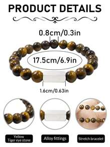 1pc Personalized Beaded Bracelets, 8mm Gemstone Bracelet, Custom Laser Engraved Bracelet, Customized Beaded Bracelet, Personalized Jewelry Gifts, Gifts For Mom, Women, Men, Dad, Wife, Husband, Bestie, Friend, Birthday Gift, Anniversary, Christmas, Halloween, New Year, Mother'S Day, Father'S Day Gift - Multicolor - View 8