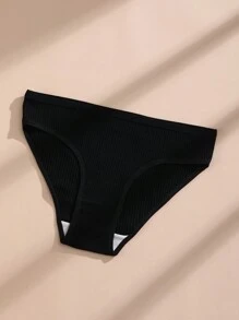 5入組女士實色低腰肋紋透氣雙襠三角內褲 - 彩色 - 查看 7