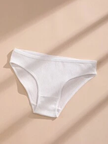 5入組女士實色低腰肋紋透氣雙襠三角內褲 - 彩色 - 查看 6