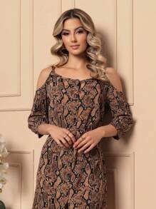 Women Short Dresses - 鏽棕色 - 查看 4