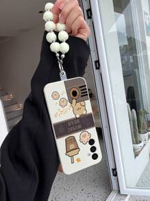 1 件白色 TPU 咖啡熊图案防震手机壳和 1 件白色毛球手链，适用于 /Android///OPPO 手机 - 彩色 - 查看 4