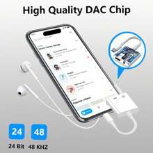 iPhone15專用USB C耳機轉接器，1入組USB C轉USB C耳機和充電器轉接器，2合1 Type C轉AUX音頻插孔和快速充電轉接器，適用於iPhone15 Pro Max Plus、iPad Pro、Galaxy / Note、Pixel - 白色 - 查看 4