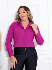 Women Blouses - 玫瑰紅 - 查看 5