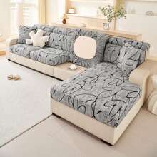 1pc Geometric Printed Milk Silk Stretchable All Season Removable Washable Bath Cap Style Sofa Seat Cover - Multicolor - View 9