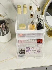 1 个带抽屉的办公桌收纳盒，大容量多层化妆品收纳盒，梳妆台塑料展示架，学校用品收纳架，分类收纳，适用于家庭、浴室、卧室书房、办公室收纳配件、化妆刷、记号笔盒、铅笔架、香水、化妆刷、钢笔、笔记、书籍、记事本、珠宝 - 彩色 - 查看 6