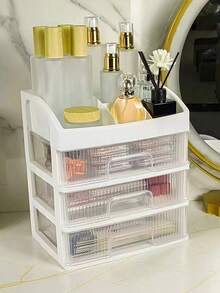 1 个带抽屉的办公桌收纳盒，大容量多层化妆品收纳盒，梳妆台塑料展示架，学校用品收纳架，分类收纳，适用于家庭、浴室、卧室书房、办公室收纳配件、化妆刷、记号笔盒、铅笔架、香水、化妆刷、钢笔、笔记、书籍、记事本、珠宝 - 彩色 - 查看 5