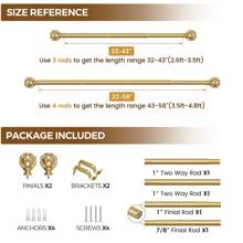 1pc Long Curtain Rods For Windows, Long Heavy Duty Curtain Rod, 7/8 Inch Adjustable Drapery Rods With Netted Texture Finials, Bronze/Silver/Black/Gold/White - Vàng - Xem 10
