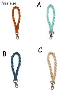 1 Miếng NỮ Chi tiết bện Vòng đeo tay Đồ treo Thời trang Móc chìa khóa Đối với Chìa khóa Đồ trang trí Đối với Trở lại Đến Trường học - Màu be - Xem 5