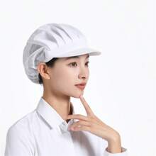 Simple And Breathable Dust-Proof Hat, Solid Color, Half Mesh, Short Brim, Pink And Blue, Multi-Color, One Size Fits All, Elastic Hat Ring, Suitable For Men And Women, Factory Cafeteria Anti Fouling Hat