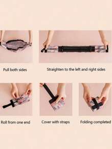 1个可重复使用可折叠购物袋，粉色防水牛津布材质，旅行沙滩手提袋，超市杂货购物袋 - 粉色 - 查看 9