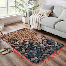 1 pieza Alfombra de impresión en 3D con diseño de adoquines, decoración de habitación - Multicolor - Ver 5