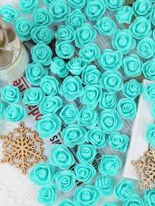 500pcs Artificial Rose Flower Heads,Green Purple Red Mini Foam Rose Bulk Fake Flower For DIY Crafts Wedding Bouquets Baby Shower Centerpieces Floral Arrangements Tables Home Decorations For Wedding Decoration, Valentine'S Day Decor, Birthday Decor, Anniversary Decor, Holiday Decor, Graduation Decoration, Party Decor Supplies - 薄荷藍 - 查看 3