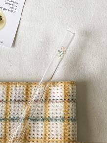 1件/3件/4件/10件简约玻璃吸管饮料吸管蝴蝶结印花透明吸管日常派对用品家居厨房用品学校用品、圣诞礼物 - 無色 - 查看 11