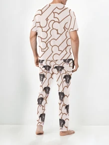 [DIY] Gepersonaliseerde pyjamaset met korte mouwen voor heren, gepersonaliseerde fotoafdrukken, cadeau, roman, grote hoofdfoto, portretvervanging, lichtgewicht en ademend, snel drogend, comfortabele stof, cadeaus voor vrienden/partners/geliefden, feest/verjaardag