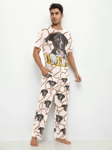 [DIY] Gepersonaliseerde pyjamaset met korte mouwen voor heren, gepersonaliseerde fotoafdrukken, cadeau, roman, grote hoofdfoto, portretvervanging, lichtgewicht en ademend, snel drogend, comfortabele stof, cadeaus voor vrienden/partners/geliefden, feest/verjaardag