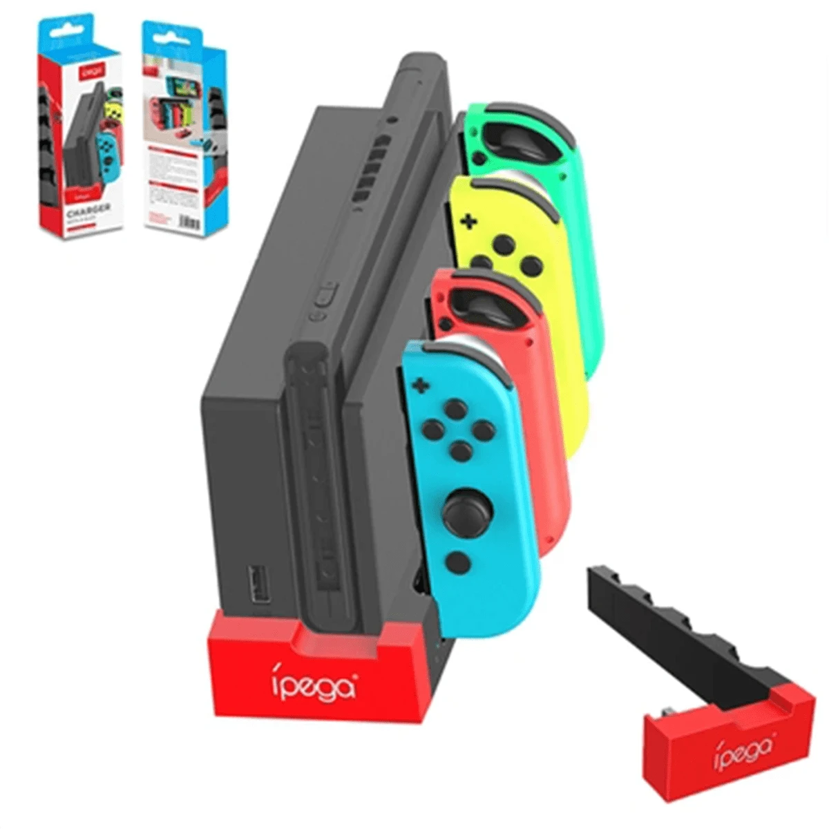 DATA FROG Joycon 充电基座兼容 Switch 和 OLED - 最多可为 4 个控制器充电，兼容 Switch 和 Switch OLED 型号 - 灰黑色 - 查看 1